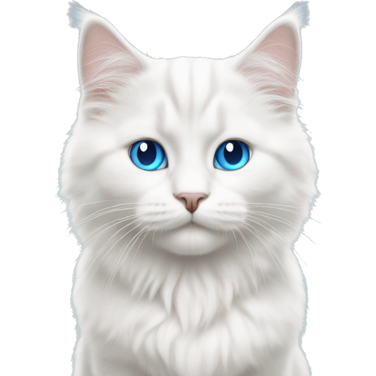 White siberian cat whit blue eyes kitten walking  emoji