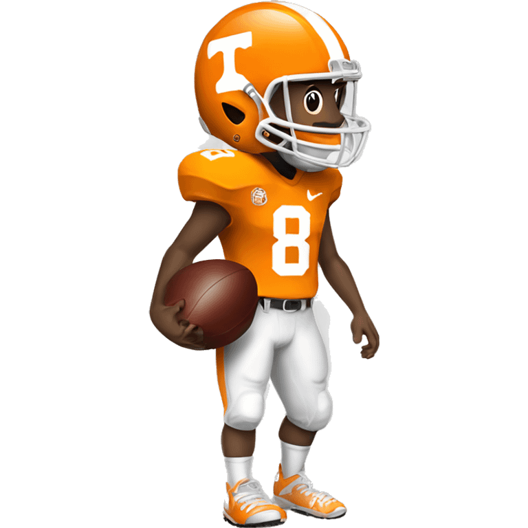 Tennessee volunteers football player with number eight on jersey holding football emoji