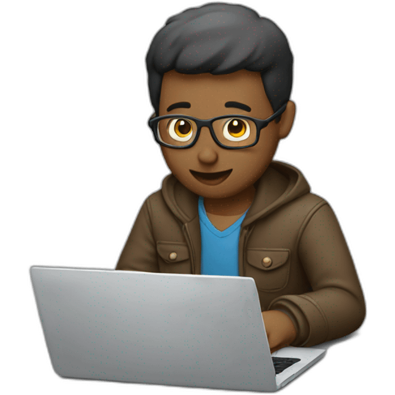 Guy working with his laptop  emoji