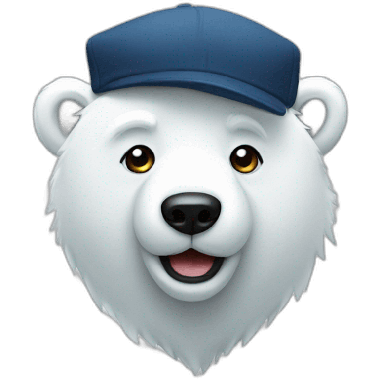 Make a welcome emoji of a polar bear with a cap, the cap says Airelect JM  emoji