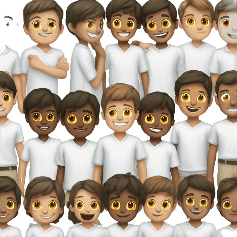 smiling boys in white shirts emoji