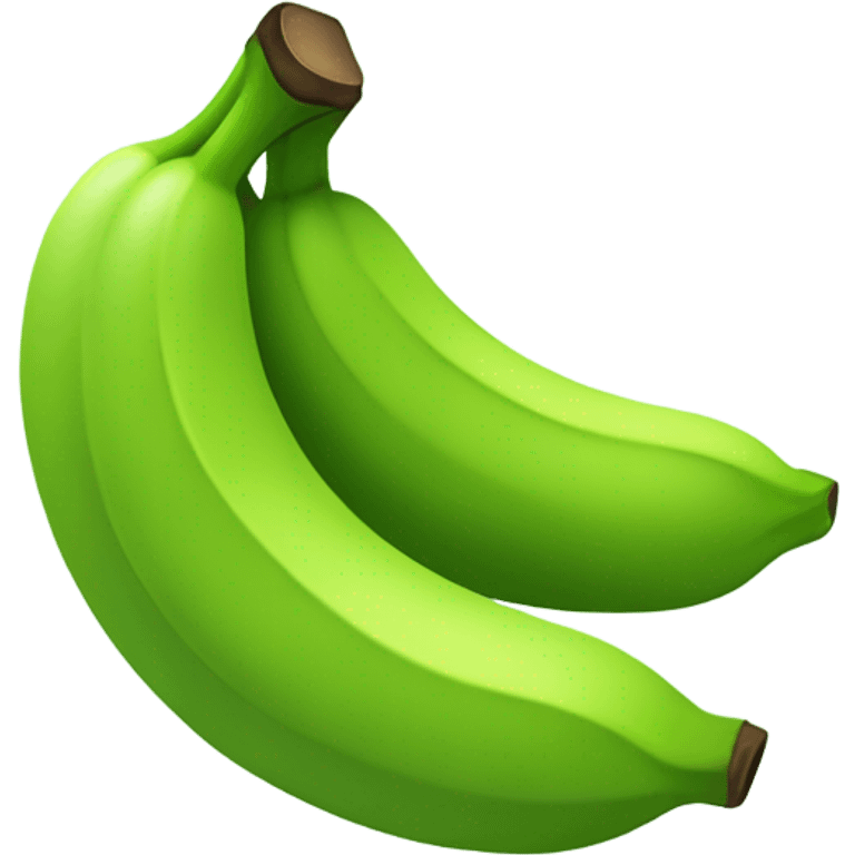 Create a minimalist green banana emoji with smooth shading and subtle transitions between green tones, representing an unripe stage. Keep the design simple, with soft shadows for volume, symbolizing the start of a journey or subscription. emoji