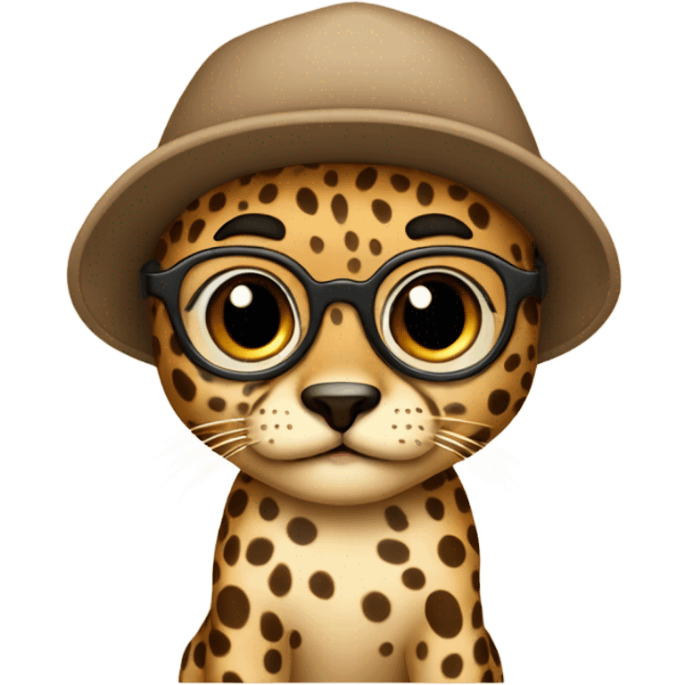 baby cheeta with backwards brown cap, brown-lens glasses emoji