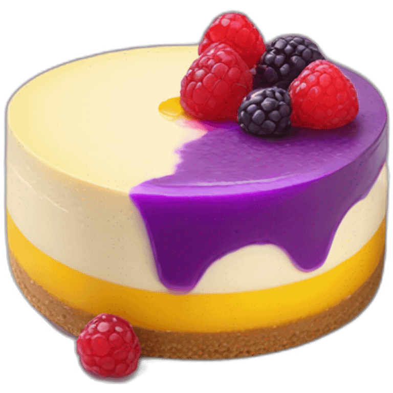 No bake cheesecake with 3 colored jams red purple and yellow  emoji