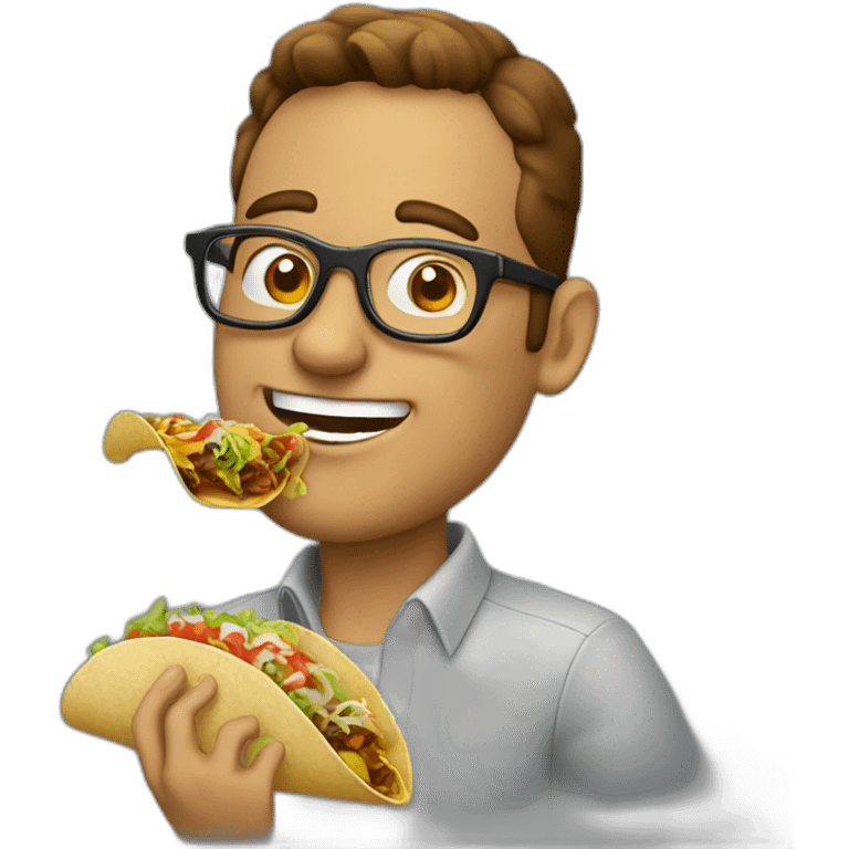 A guy with eye glasses eating tacos emoji