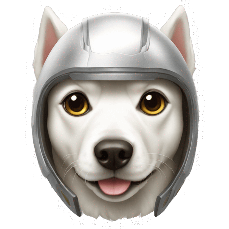 a white dog with loki helmet emoji