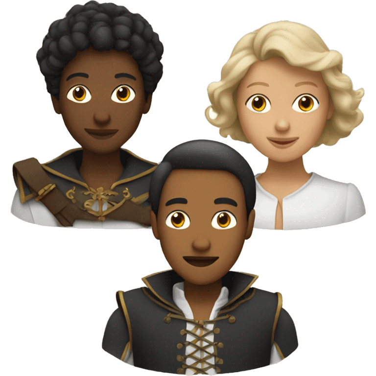 Three musketeers 2 black women 1 white male emoji