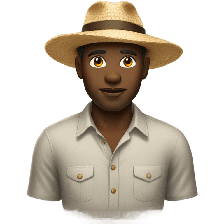 Black man with cotton and straw hat emoji