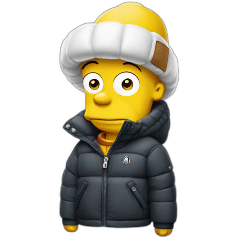 homer simpson with a puffer jacket moncler emoji