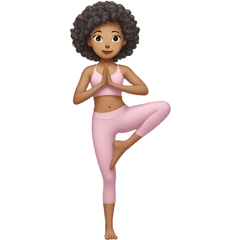 asian yoga girl light pink clothes  curly hair emoji