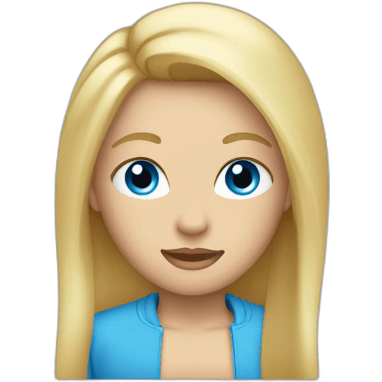 blond straigh hair emoji with blue eye  emoji