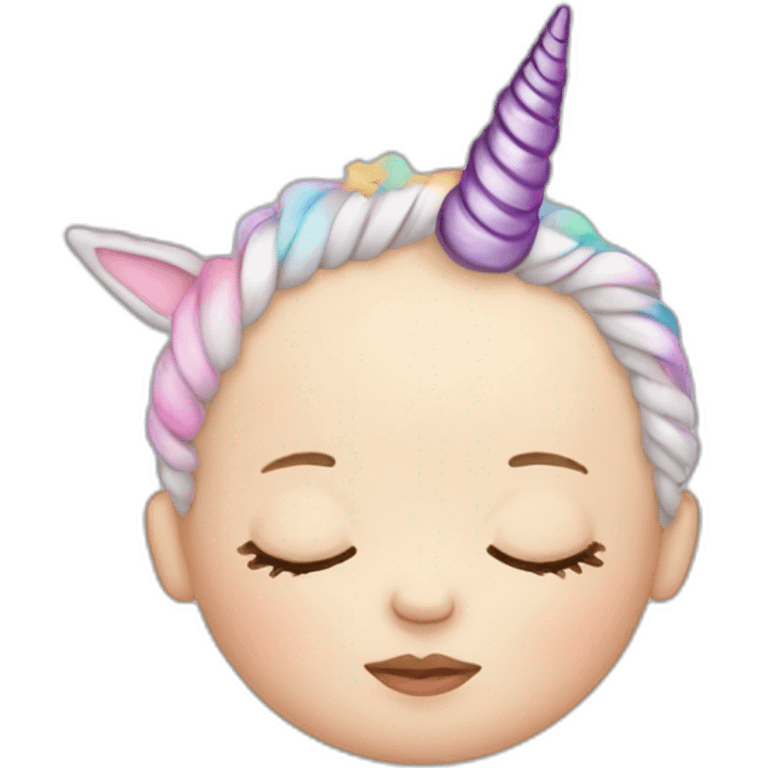 Sleeping white Newborn with unicorn headband emoji