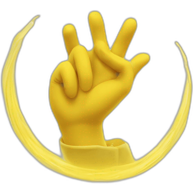 Cercle jaune avec main forme coeur emoji