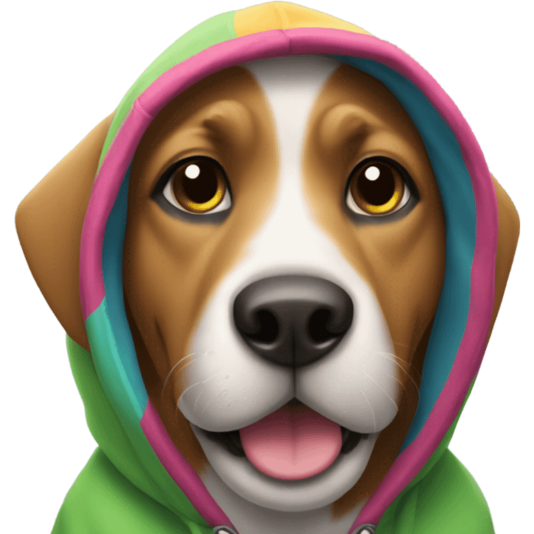 Dog wearing hoody emoji