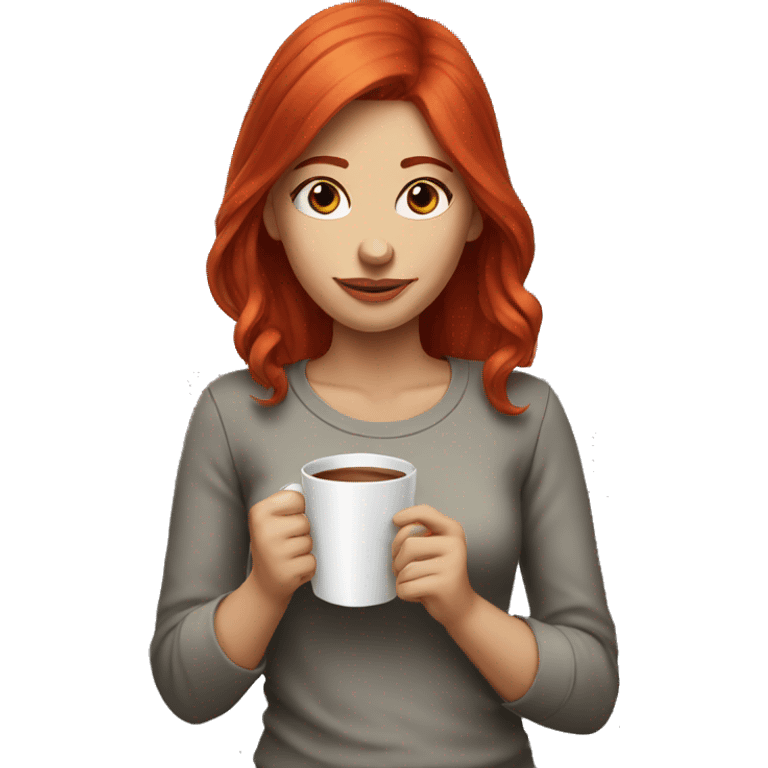 Girl red hair drinking coffee emoji