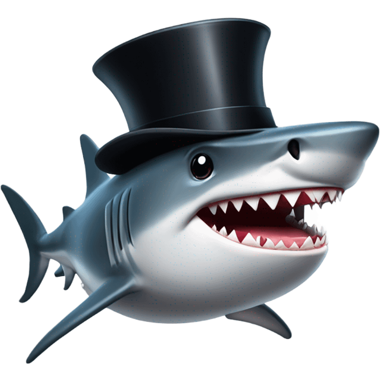 Shark with a top hat emoji