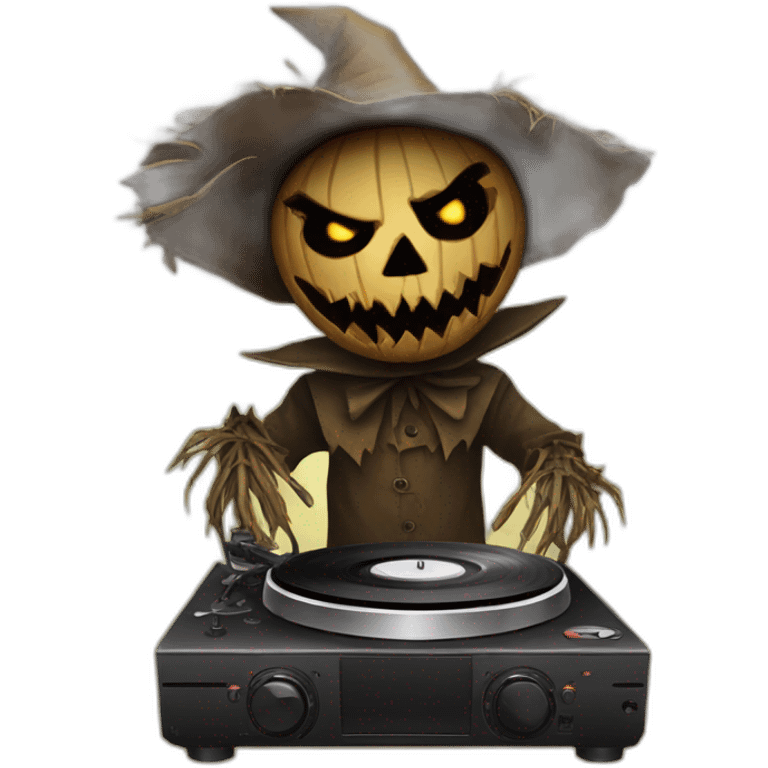 evil scarecrow on turntables emoji