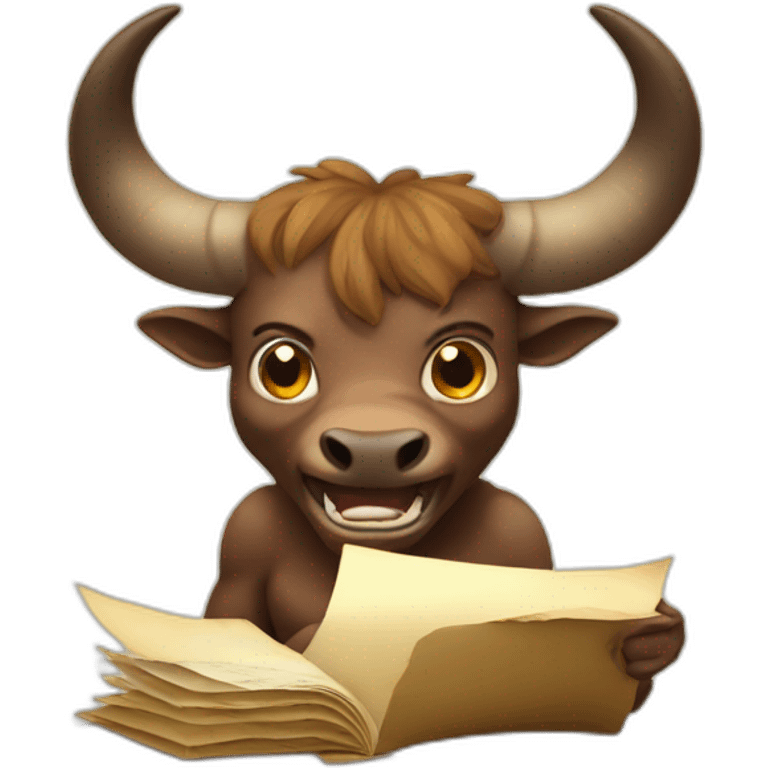 Minotaur eating document emoji