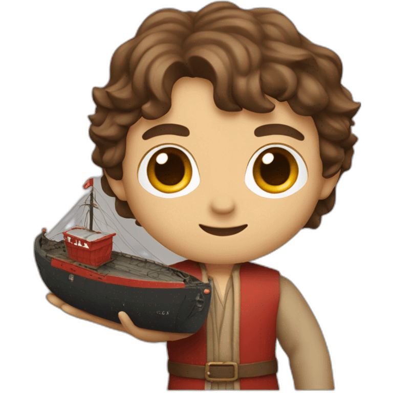 frodo holding a red freight ship boat emoji