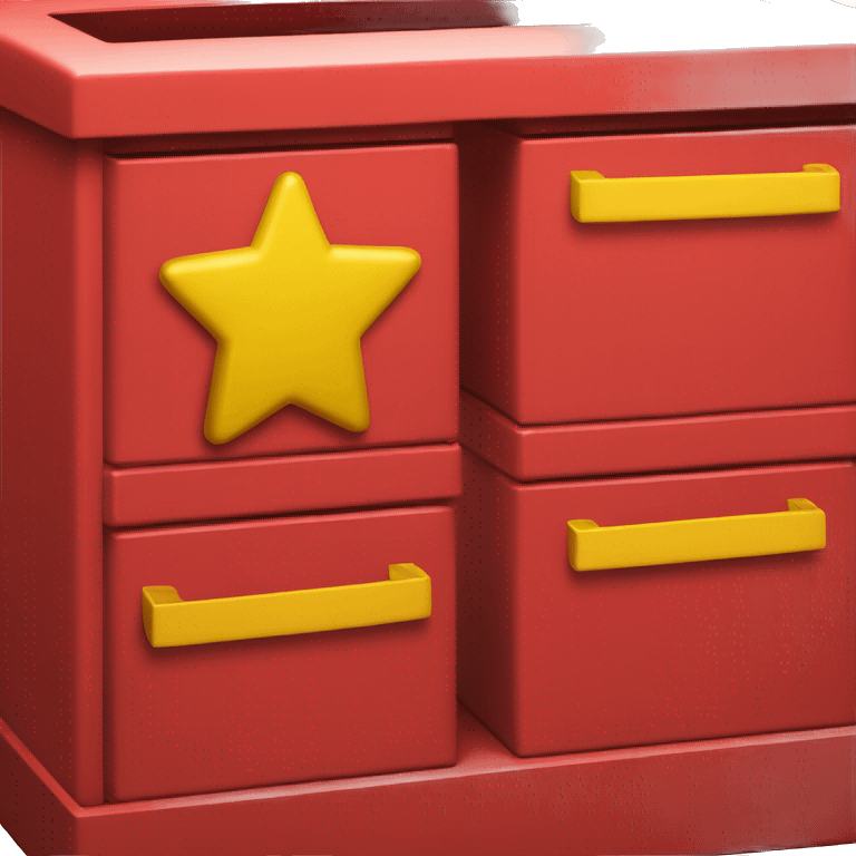 a red box with a yellow m on it and yellow handles on the top  emoji