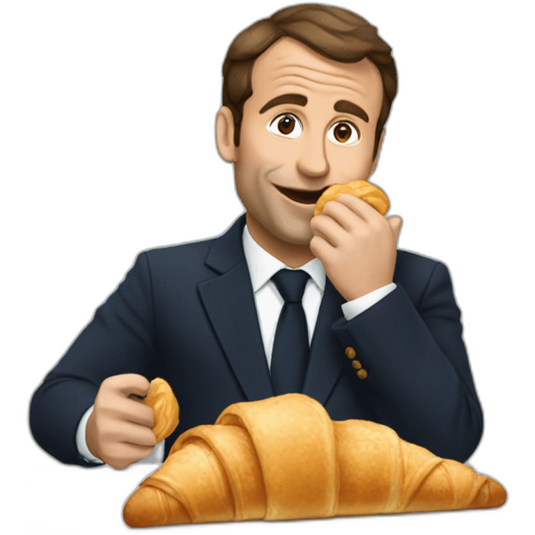 macron eats a croissant emoji