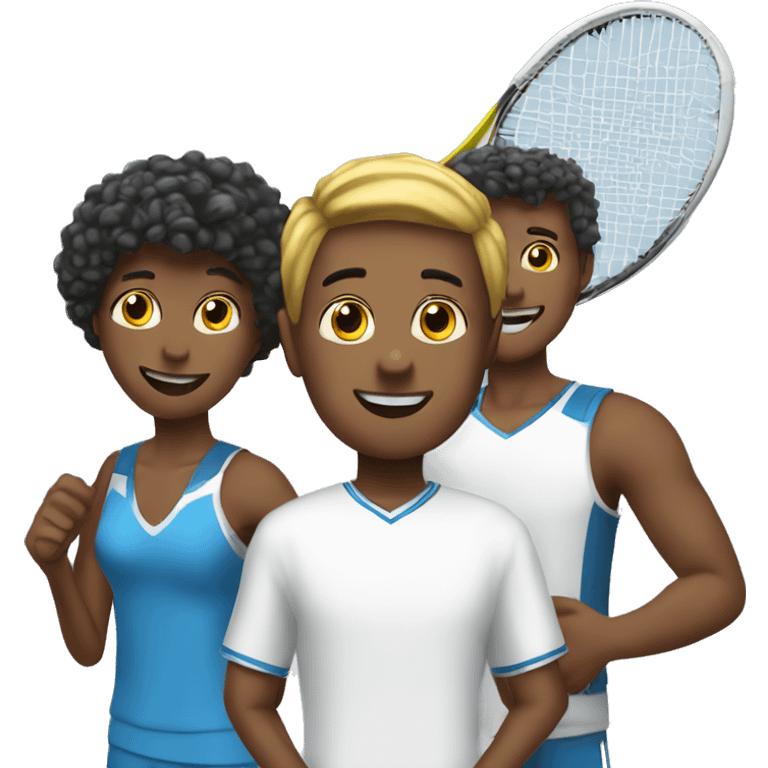 tall fit boy playing tennis with 2 others emoji