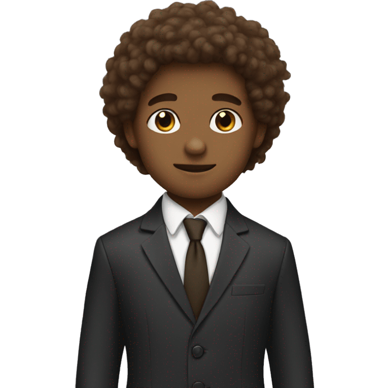  boy in a suit, brown fluffy hair tall emoji