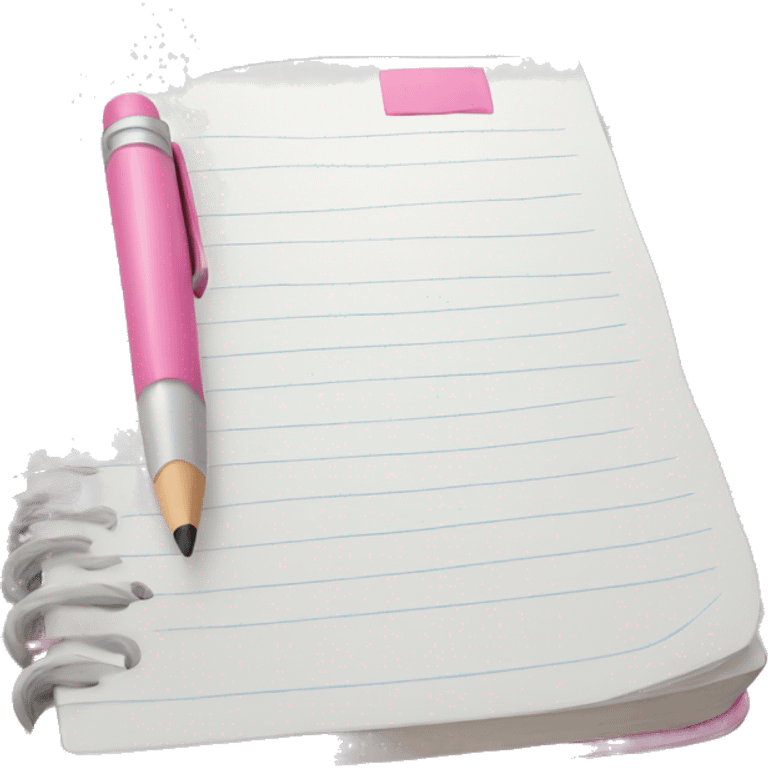 White notebook with pink tabs emoji