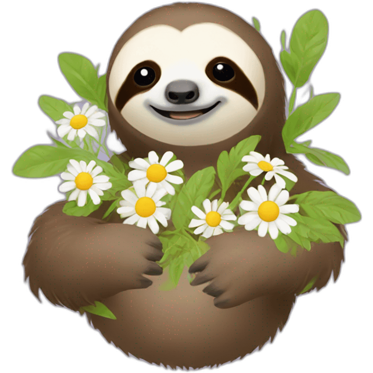 sloth with chamomile emoji