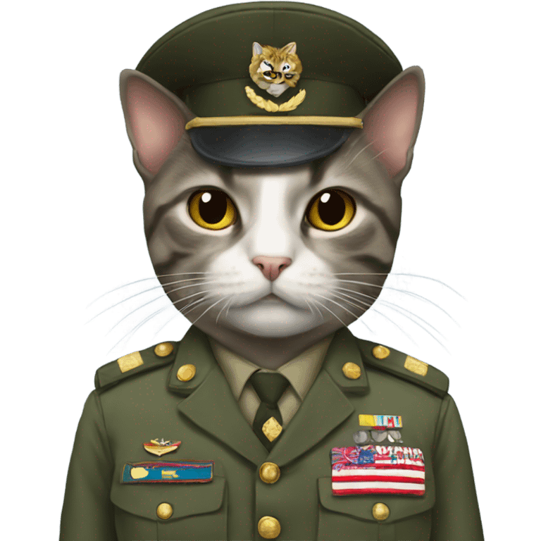 Cat wearing a army general uniform  emoji