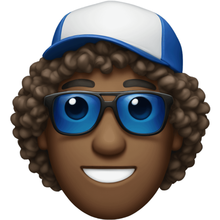 Curly hair man wearing sunglasses and Dodger hat emoji