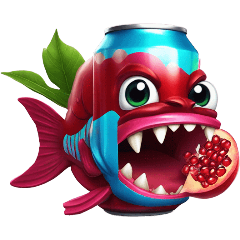 Pomegranate Piranha on an Energy Drink  emoji