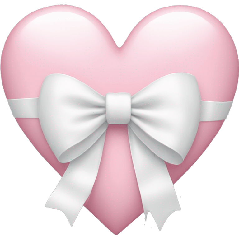 Pastel pink heart with white bow emoji