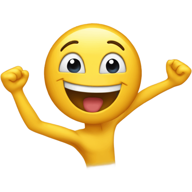 Happy emoji cheering with arms up emoji