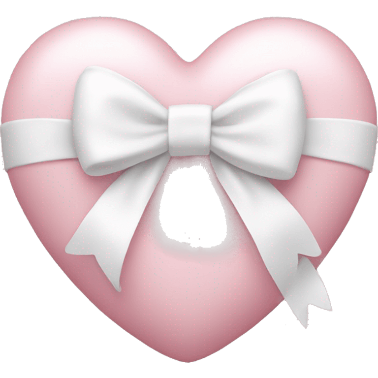 Pastel pink heart with white bow emoji