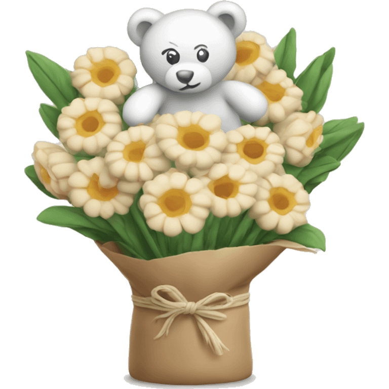 Bouquet of flour with teddy bear emoji