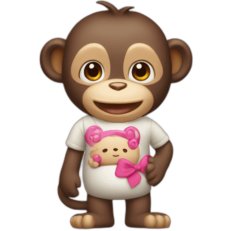 monkey with hello kitty emoji