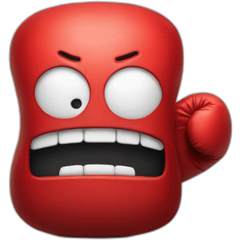 a pillow with a face looking angry with boxing gloves emoji