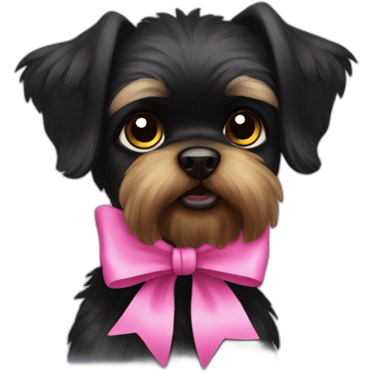 Black belgian griffon with a pink bow emoji