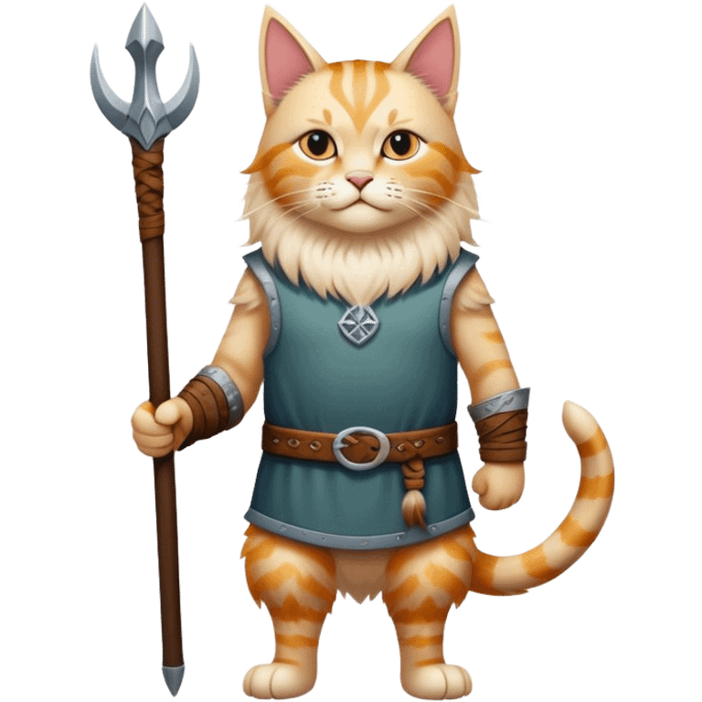 Viking norwegian cat in full height like a man emoji