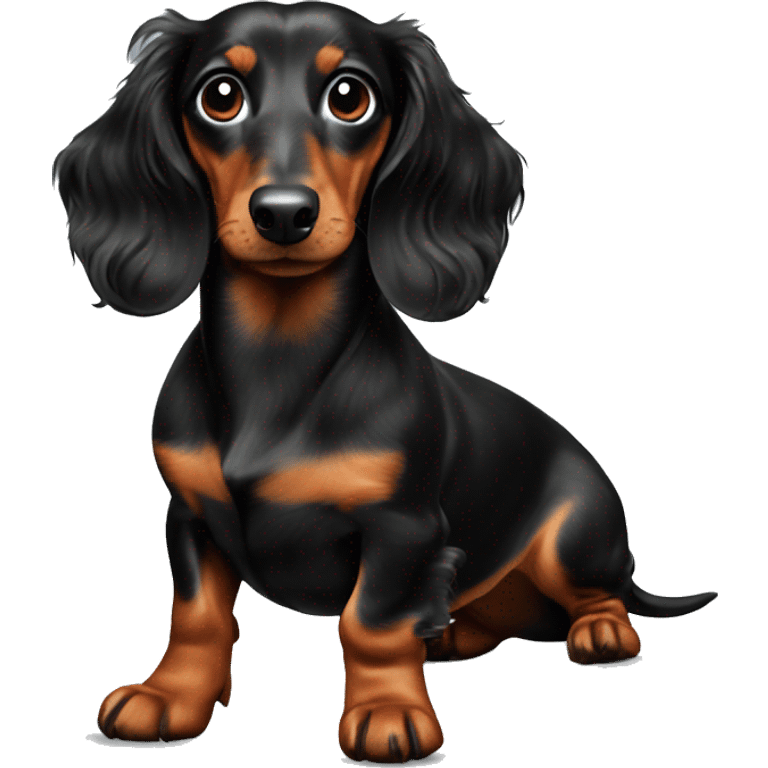 Longhair dachshund curly with black ear emoji