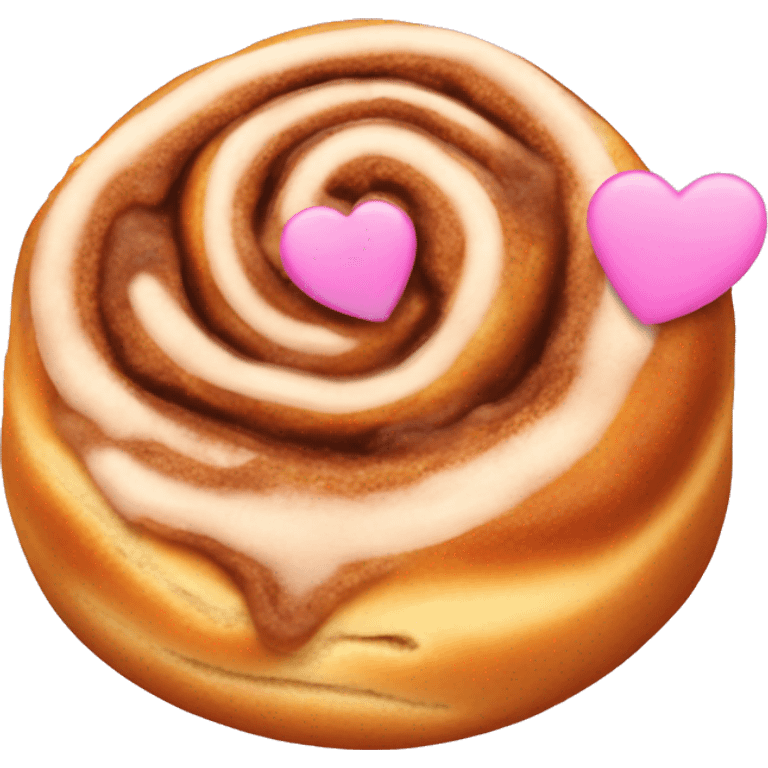 Cinnamon bun with pink hearts emoji