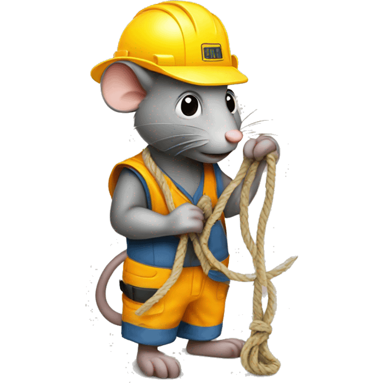 rat construction worker pulling  drapes rope  emoji