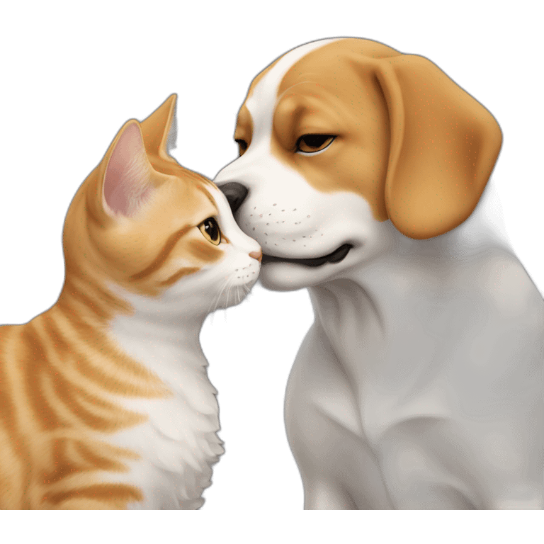 Dog kiss a cat emoji