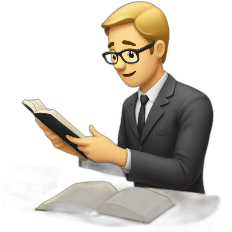 man checking a summary of a book on the internet emoji