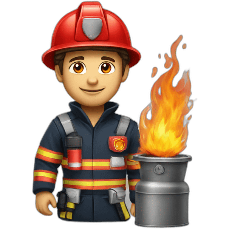 Pompier avec lance incendie emoji