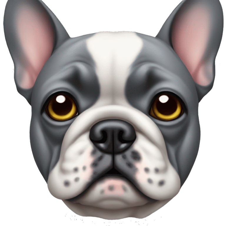 Sad grey french bulldog emoji