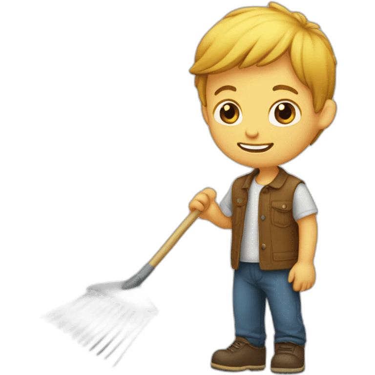 white kid holding a rake emoji