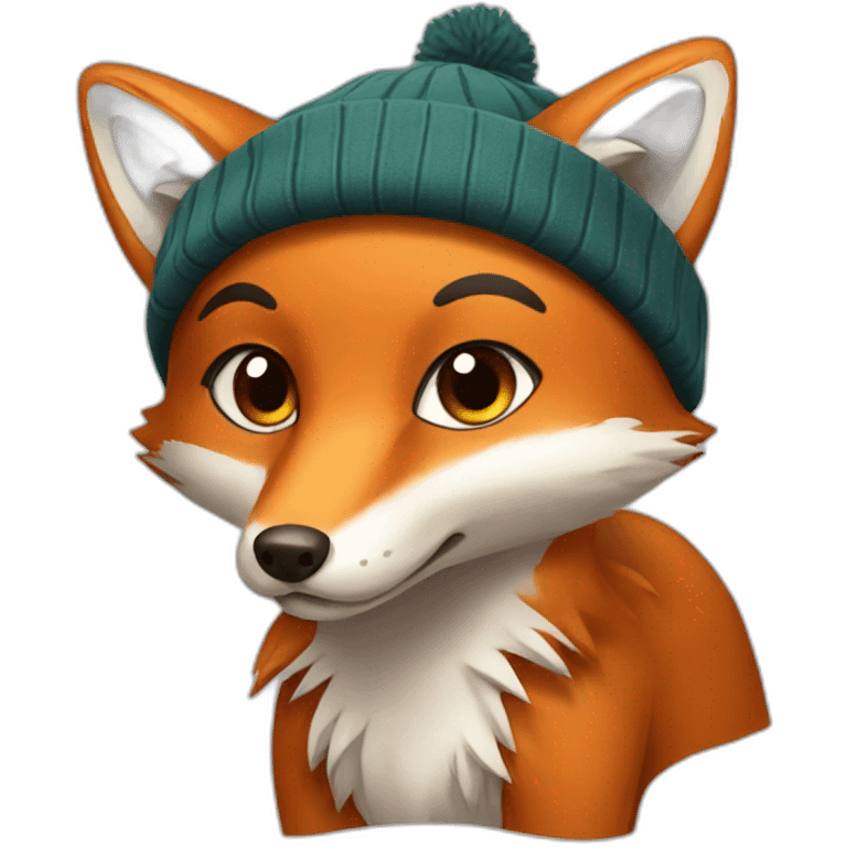 Fox with brown beanie emoji