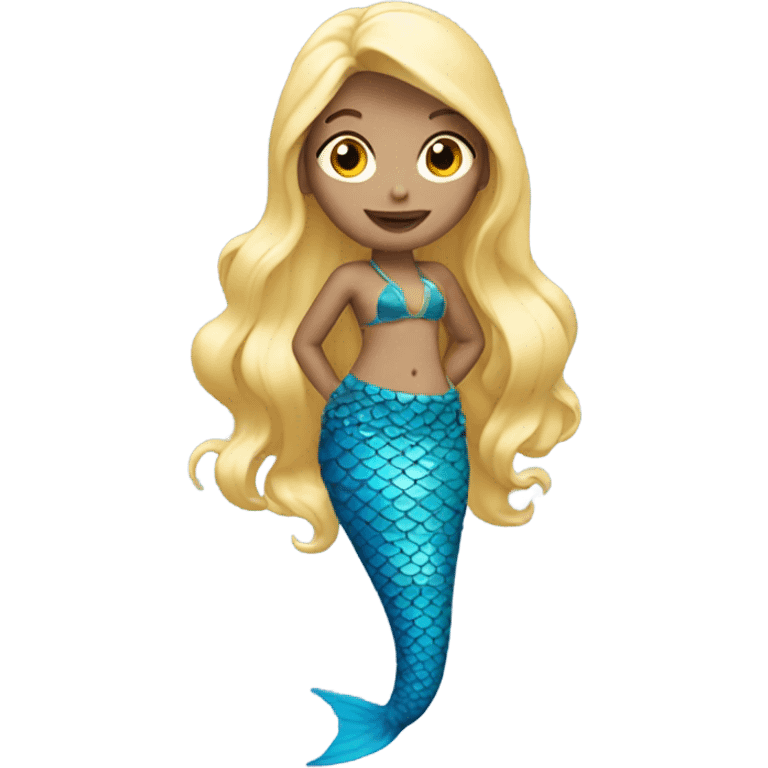 blonde mermaid with blue tail emoji